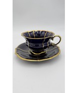 LINDNER KÜPS ECHT COBALT &amp; GOLD 157/2 Demitasse Cup &amp; Saucer  Set Germany - $58.50