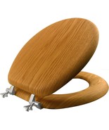 Toilet Seat, Round, Natural Oak Veneer, Mayfair 9601Cp 378, With Chrome ... - $38.98