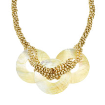 Intertwined Mother of Pearl Trio Statement with Coco Beaded Necklace - £15.81 GBP