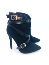 Shoe Dazzle Kristha Buckle Pointed Toe Booties- Black, US 6M *cosmetic defect* - £29.98 GBP