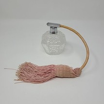 Vintage Original Cut Crystal Perfume Bottle with Pink Atomizer - £27.95 GBP