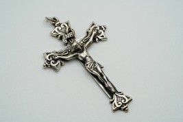 Antique Sterling Silver Highly Detailed Ornate Crucifix Cross Necklace P... - $99.00
