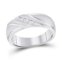 10k White Gold Mens Round Diamond Wedding Anniversary Band Ring 1/4 Ctw - £894.57 GBP