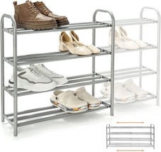 Gurkkst 4 Tier Extendable Long Shoe Rack For Closet Shoe Organiser Strong, 5 Cm - £41.55 GBP