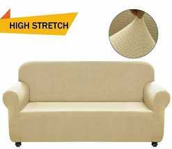 Chelzen Stretch Sofa Cover 1-Piece Polyester Spandex (Sofa, Beige) NOP - £17.93 GBP