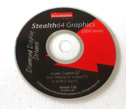 Vintage Diamond Multimedia Display Drivers Ver. 1.00 Stealth64 Graphics 1996 CD - £5.50 GBP