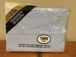 New Vintage Stevens Tastemaker No-Iron Twin Flat Sheet Powder Blue Made ... - $12.59