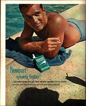 1964 Vintage ad Newport Filter Cigarettes tobacco Sand towel blue man c1 - £16.90 GBP