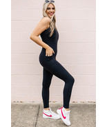 Black High Waist Backless Side Pockets Sports Jumpsuit - $18.70 CAD