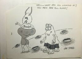 ALIENS vintage signed 8-1/2" x 11" Jim Jones magazine "gag" illustration - $49.49