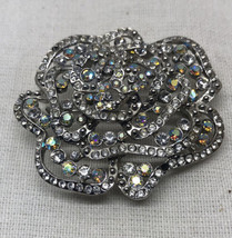 Vintage 3-D Layered Rhinestone Flower Floral 2-1/2&quot; Brooch Pin Pendant! AS-IS - £8.95 GBP