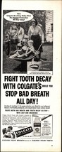 1958 Colgate Dental Cream Vintage Print Ad Tooth Paste Stop Decay &amp; Bad Breath - £20.76 GBP