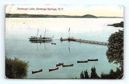 Postcard c1910 New York Lake, Saratoga Springs, N. Y. Ship Boats Pier Dock - £6.15 GBP