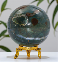 Nice Green BLOODSTON Crystal Sphere Healing Metaphysical Stone Decor Gif... - $46.08