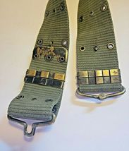 VIETNAM ERA US MILITARY GREEN CANVAS WEBBED PISTOL BELT image 3