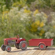 Small Red Metal Tractor with Cart The Aldean - £176.15 GBP