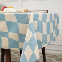 100 Cotton Blue Table Cloth or Dining Table Cover Camping Tablecloth Checkered T - £44.49 GBP