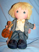 Vintage 1986 Precious Moments Happy Anniversary Plush Doll w/Violin-Appl... - £13.44 GBP