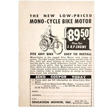 1948 Mono Cycle Motorcycle Bike Advertisement Transportation Vintage E2J1 - $19.99