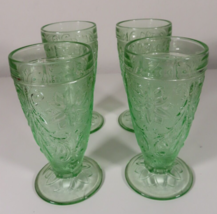 Indiana Tiara Chantilly Green Floral Flower Glass Stem Juice Water Cup G... - $39.55