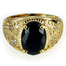 Elvis Presley TCB Concert Tour Black ONYX Stone Gold Plated S.8-15 Men Ring - £15.97 GBP