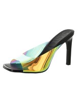 DKNY Womens 8.5 M Gasoline Vinyl Multicolor High Heel Dress Sandals NIB GR4 - $58.79