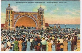 Florida Postcard Daytona Beach World&#39;s Largest Bandshell &amp; Open Air Theater  - £2.32 GBP