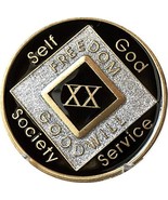 20 Year Black and Silver NA Medallion Official Narcotics Anonymous Chip - £30.35 GBP