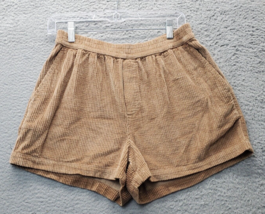 Aerie Shorts Women Medium Brown Corduroy Solid Boxer Style Elastic Waist Pull On - £15.66 GBP