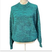 Vtg Strawbridge &amp; Clothier Size XL green navy marled chunky pullover swe... - $35.64