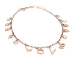 14k or Rose Love Breloque Bracelet Avec Diamant Accents Petite Magnifiqu... - $1,259.28