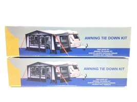 2 RV Camper Awning Tie Down Straps Tent Safe Kit With Spring &amp; Pegs Up t... - $34.64