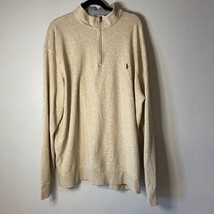 Ralph Lauren Sweater Mens 2LT Tan Pullover Sweatshirt 1/4 Zip Preppy Moc... - £10.69 GBP