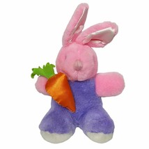 Dan Dee Easter Bunny Spring Holding Carrot Pink Purple Stuffed Animal 8&quot; - £16.34 GBP