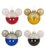  Disney Mickey Mouse Icon Glass Christmas Ornaments Set of 4 New In Box ... - $32.71