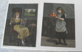Lot of 2 Vintage 1910s Gumback Trade Cards - Victorian Girls LOOK - £17.03 GBP