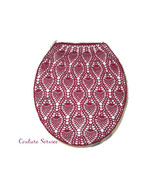 Hand Crocheted Cotton Toilet Tank &amp; Lid Cover Set, Burgundy - £177.95 GBP