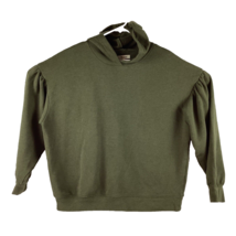 Madewell Sweatshirt Hoodie Women&#39;s Large Olive Green Puff Sleeve Pullover J.Crew - £15.04 GBP