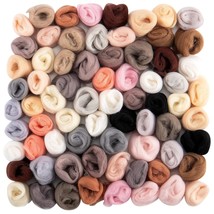 72Pcs 7.6 Oz Needle Felting Wool- 24 Dark Colors Nature Fibre Wool Yarn Roving N - $32.99