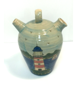 WCL LIGHTHOUSE POTTERY PITCHER HAND PAINTED NAUTICAL JUG ART POTTERY - £11.08 GBP