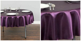 1pc 70 in. Round Satin Tablecloths, for Event &amp; Wedding - Eggplant - P01 - £28.09 GBP