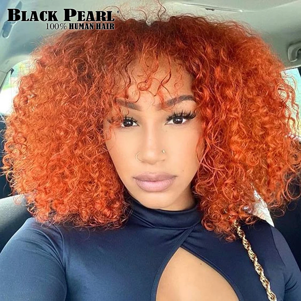 Ginger Orange Wig Jerry Curly Short Pixie Bob Cut Human Hair Wigs With Ban - £31.35 GBP+
