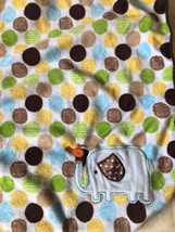 Just One Year Baby Blanket blue green Polka Dots Elephant Bird Blue Sherpa - £27.73 GBP