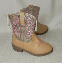 Cowboy Boots TODDLER KIDS Size US 13 Tan Textured Faux Leather Glitter B... - $15.64