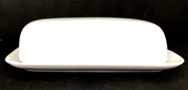 Pier 1 Imports Covered Butter Dish White Ceramic  7&quot;L 4&quot;W EUC - £8.48 GBP