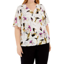 Alfani Womens Plus Size Button Front Flutter Sleeve Top Size 2X Color White - £30.43 GBP