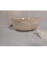 Lenox 5.5&quot; D Small White Rose Bowl Embossed Scalloped with Gold Trim Vin... - €12,10 EUR