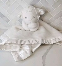 Carters White Lamb Sheep Holding Plush Baby Blanket Satin Trim Back Love... - $34.60