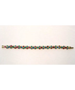 Swarovski Crystal Tennis Gold Tone Bracelet Link Multicolor Jewels - €39,07 EUR