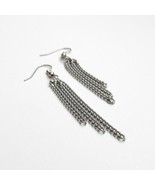 Stainless steel three chain earrings, dangle earrings, long curb chain e... - £16.02 GBP